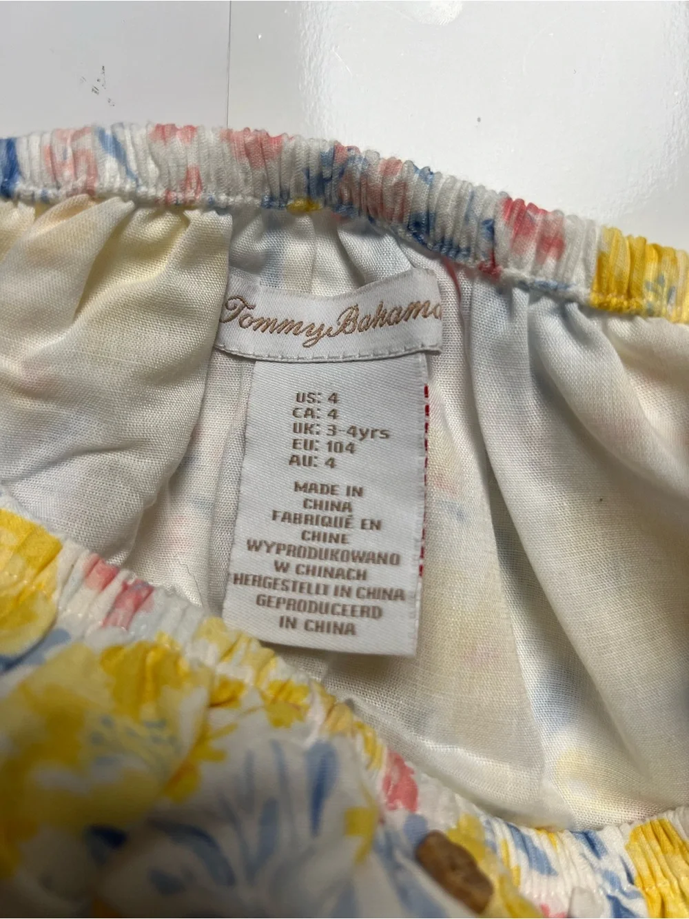 Tommy Bahama Girl Floral Two-Piece Crop Top & Skirt Set in Yellow w/ purse 3-4T